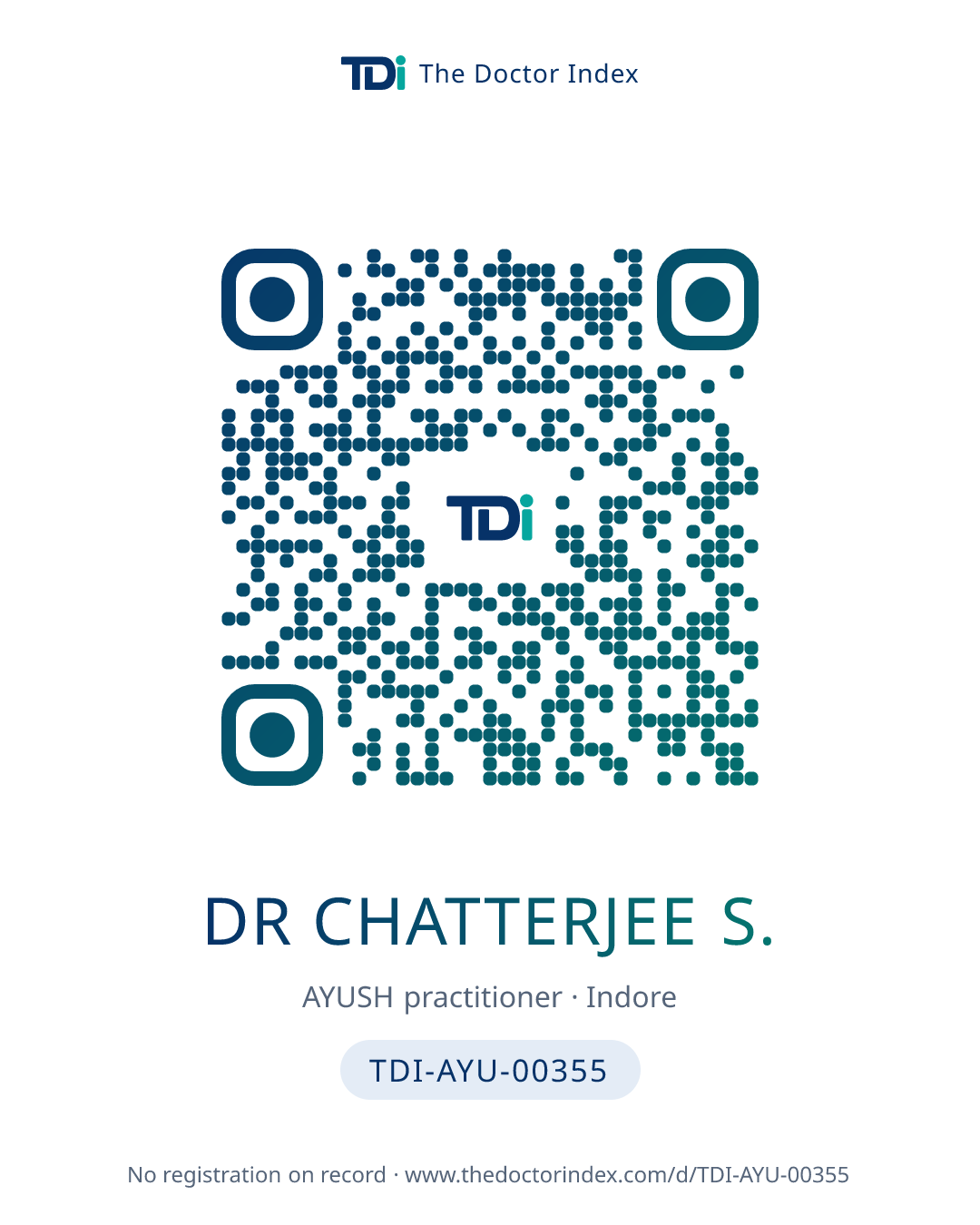 QR card for Dr Chatterjee S., TDI-AYU-00355
