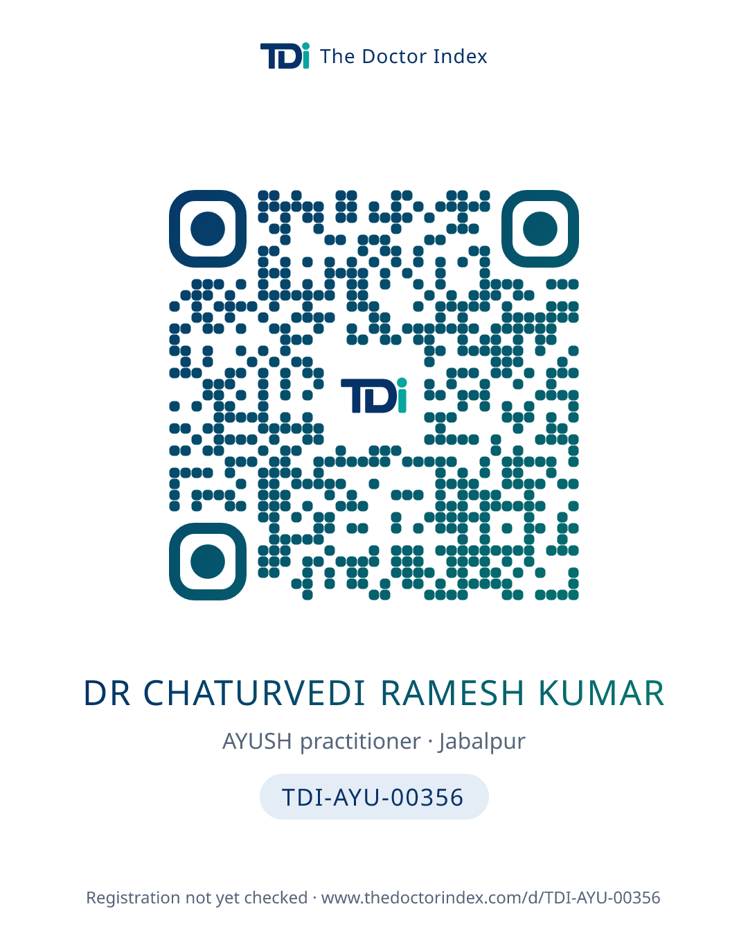 QR card for Dr Chaturvedi Ramesh Kumar, TDI-AYU-00356
