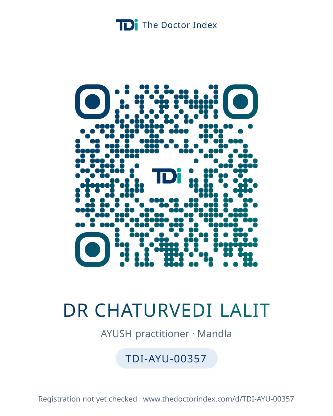 QR card for Dr Chaturvedi Lalit, TDI-AYU-00357