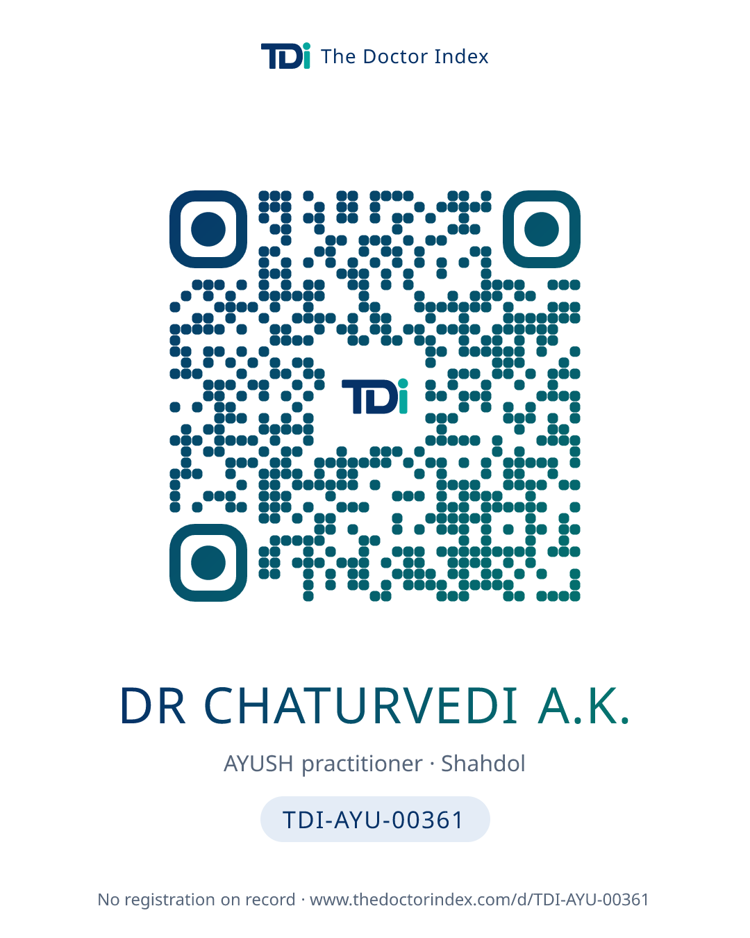 QR card for Dr Chaturvedi A.K., TDI-AYU-00361