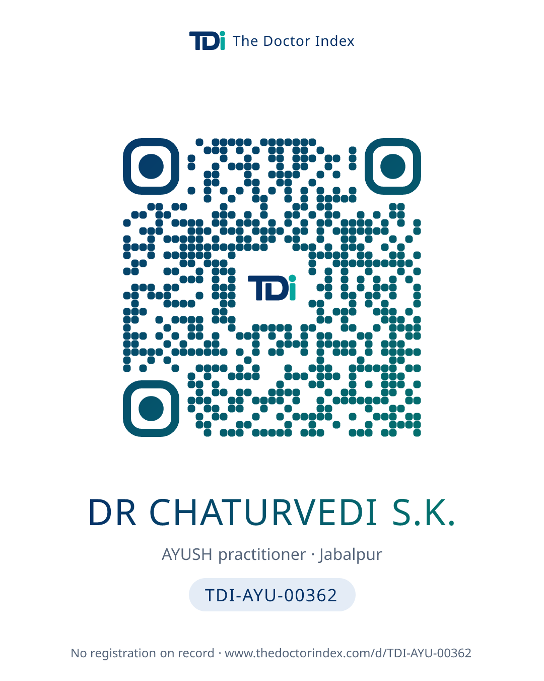 QR card for Dr Chaturvedi S.K., TDI-AYU-00362