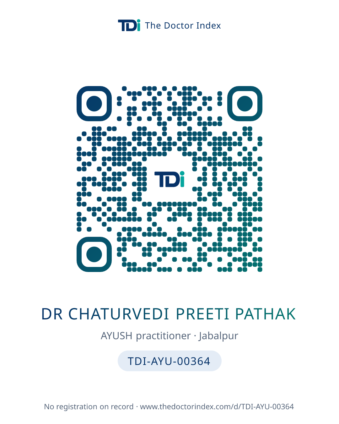 QR card for Dr Chaturvedi Preeti Pathak, TDI-AYU-00364