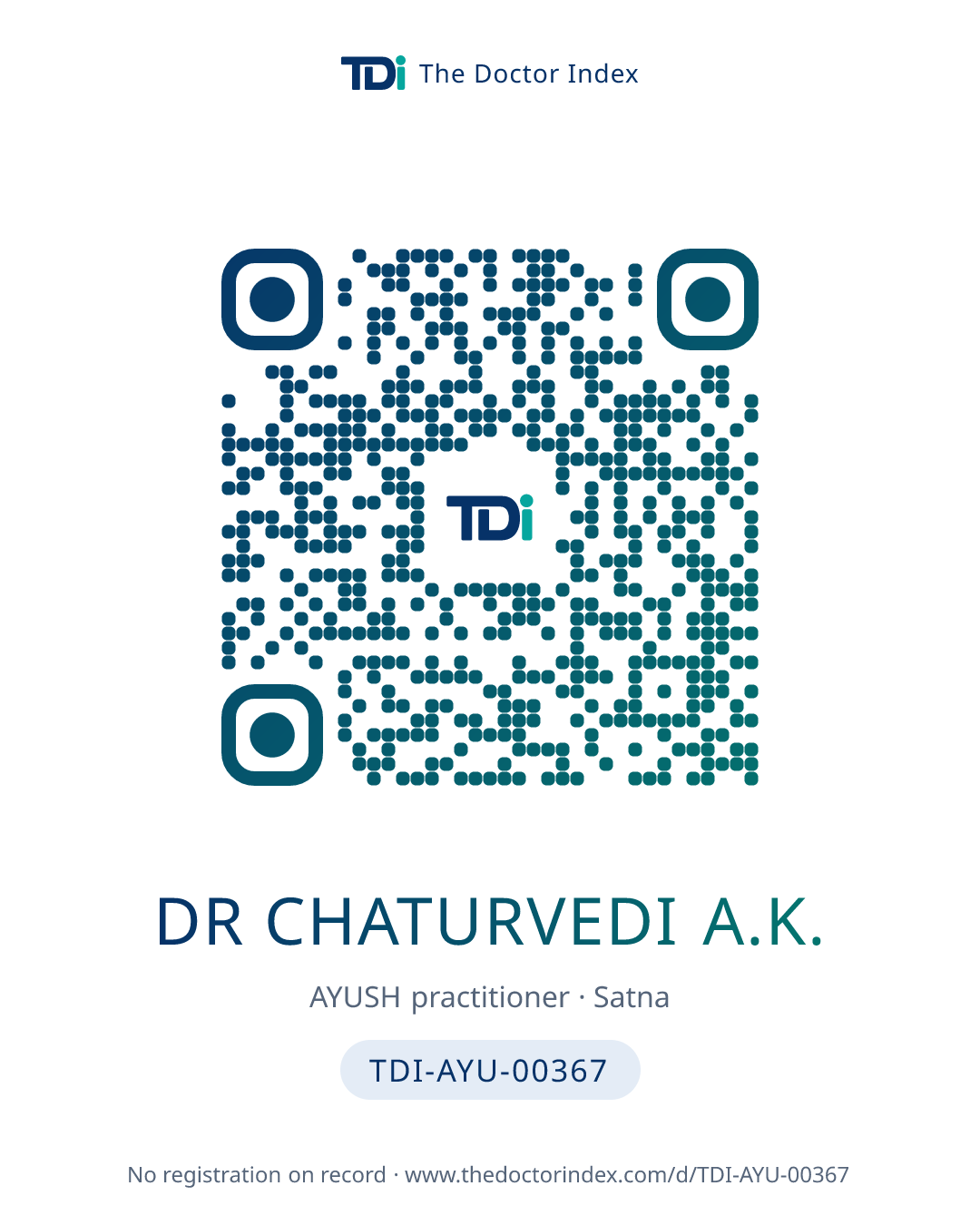 QR card for Dr Chaturvedi A.K., TDI-AYU-00367