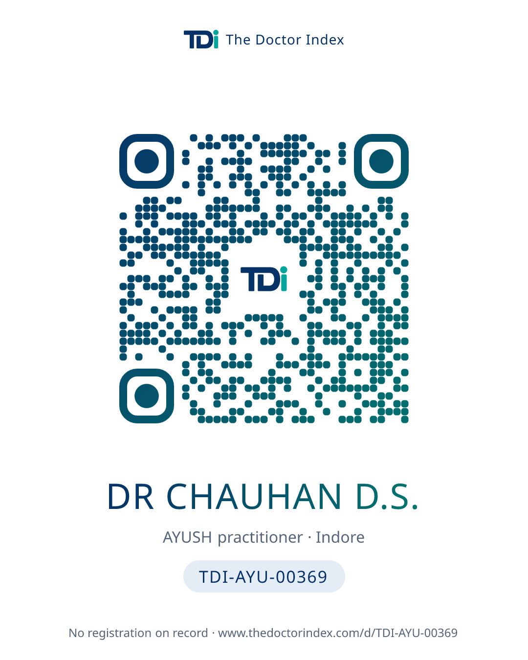 QR card for Dr Chauhan D.S., TDI-AYU-00369