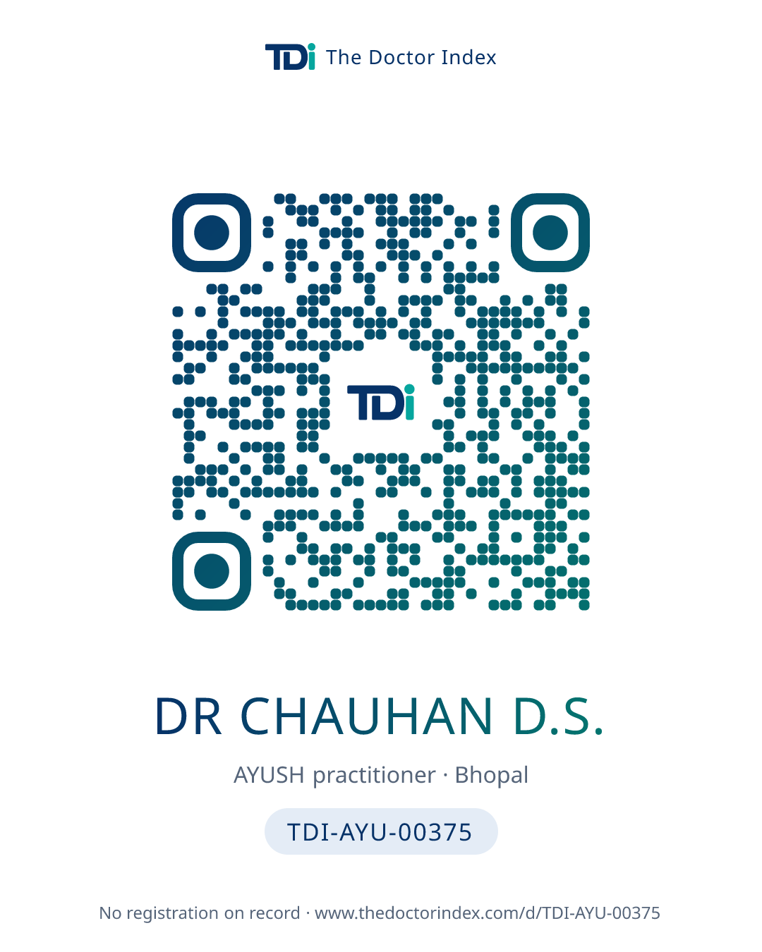 QR card for Dr Chauhan D.S., TDI-AYU-00375