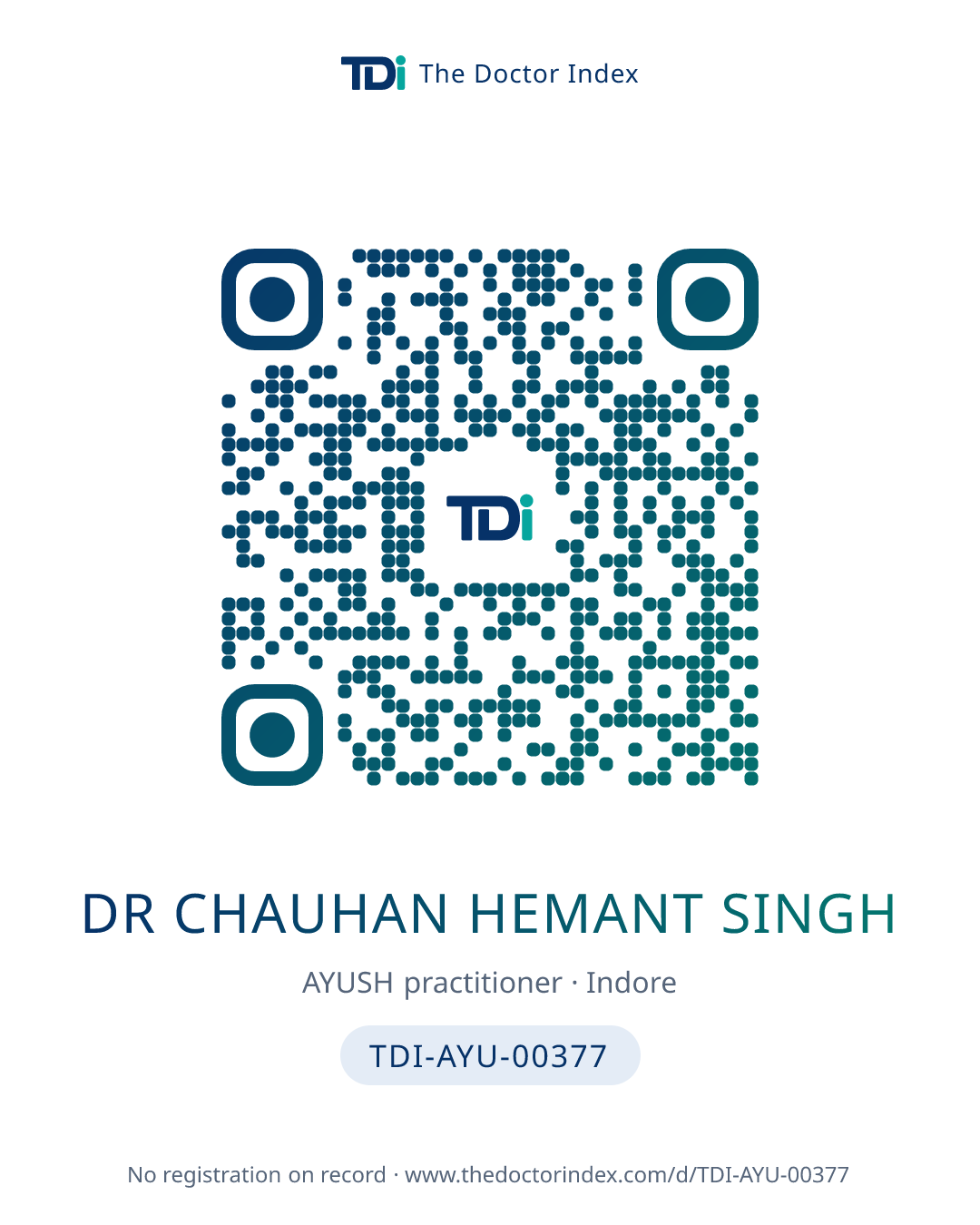 QR card for Dr Chauhan Hemant Singh, TDI-AYU-00377