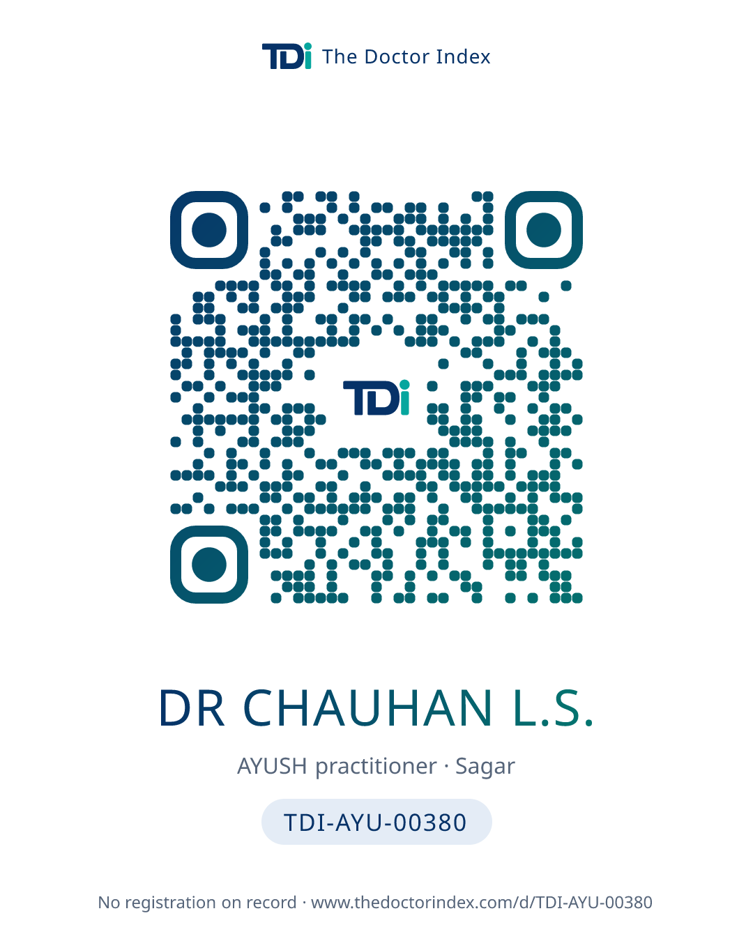 QR card for Dr Chauhan L.S., TDI-AYU-00380