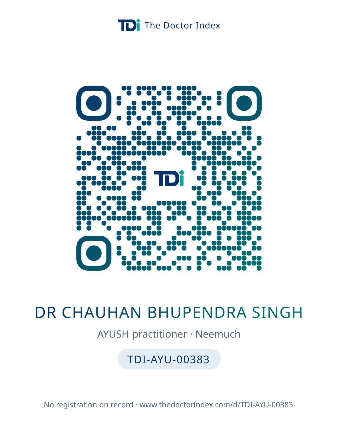 QR card for Dr Chauhan Bhupendra Singh, TDI-AYU-00383
