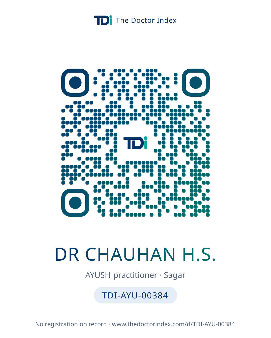 QR card for Dr Chauhan H.S., TDI-AYU-00384