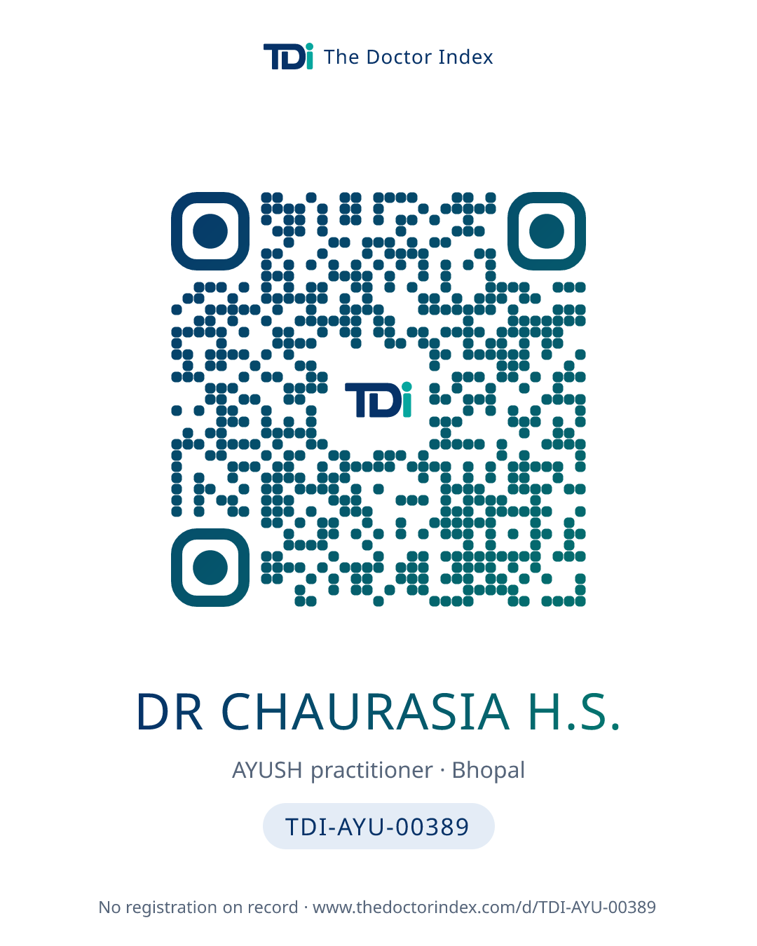 QR card for Dr Chaurasia H.S., TDI-AYU-00389