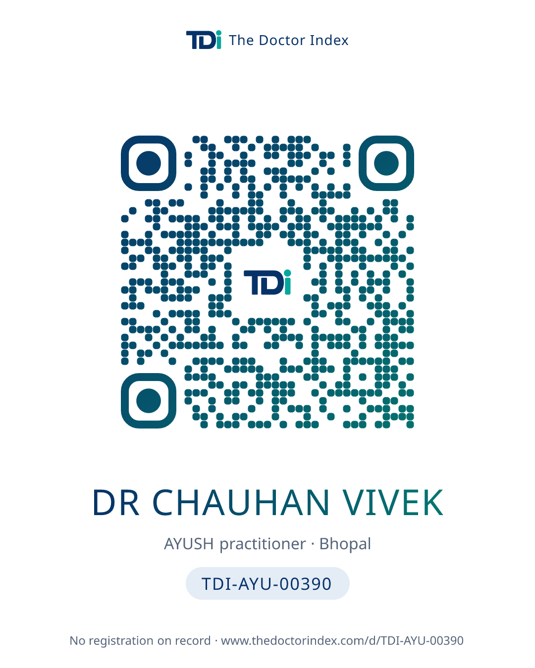 QR card for Dr Chauhan Vivek, TDI-AYU-00390