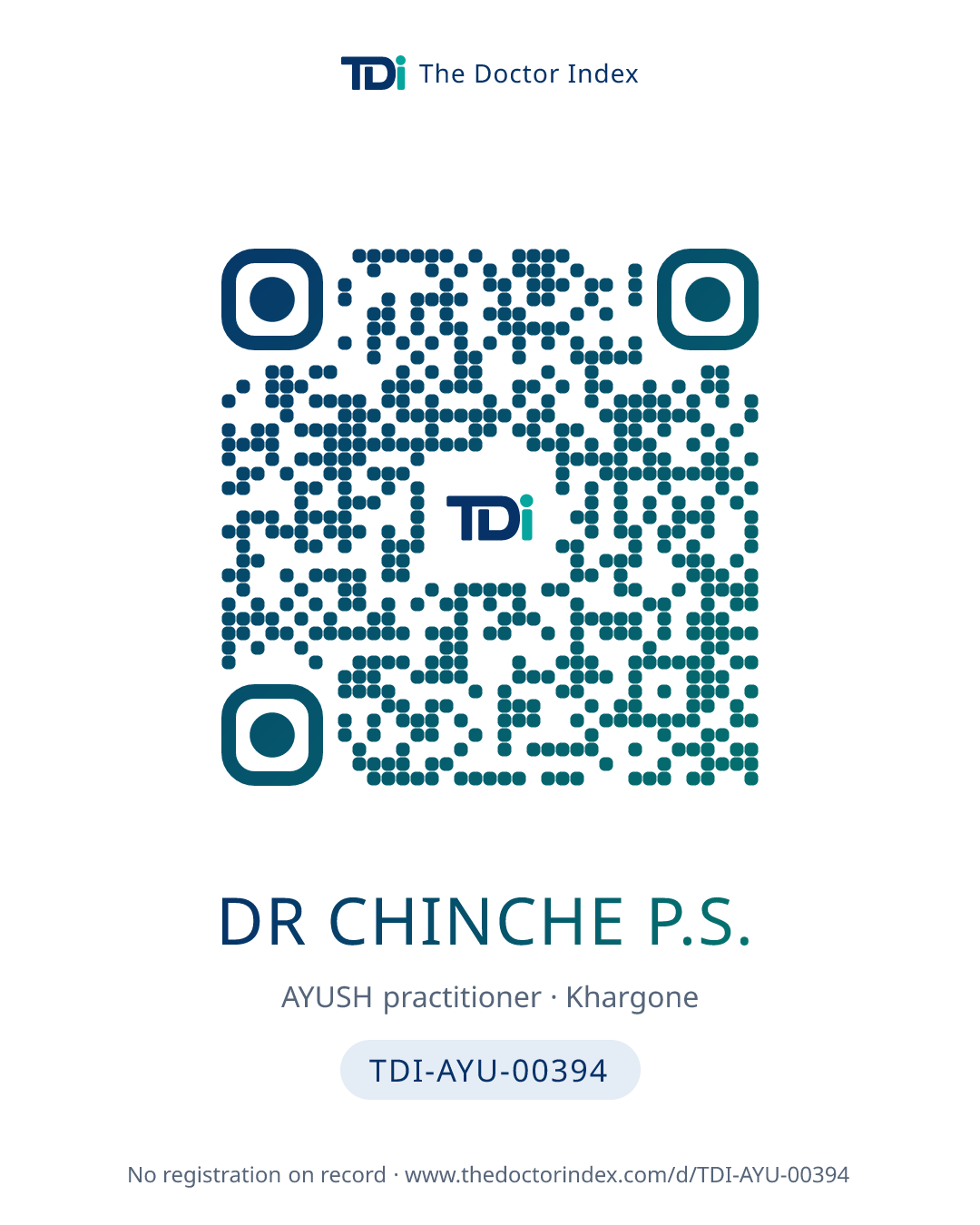 QR card for Dr Chinche P.S., TDI-AYU-00394