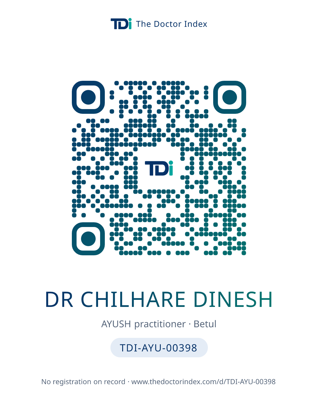 QR card for Dr Chilhare Dinesh, TDI-AYU-00398