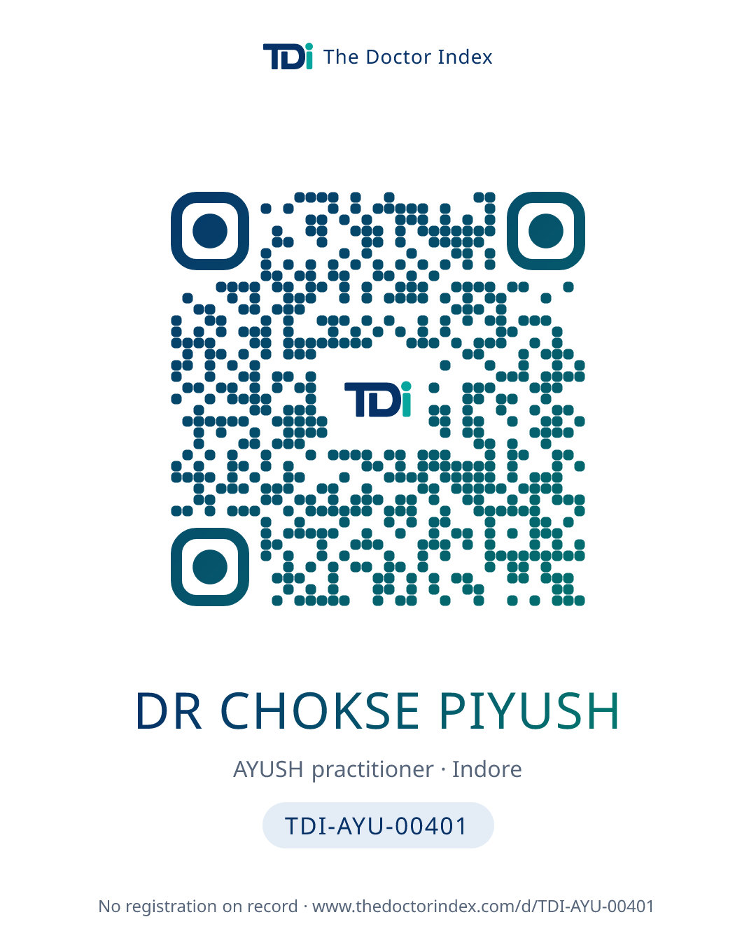 QR card for Dr Chokse Piyush, TDI-AYU-00401