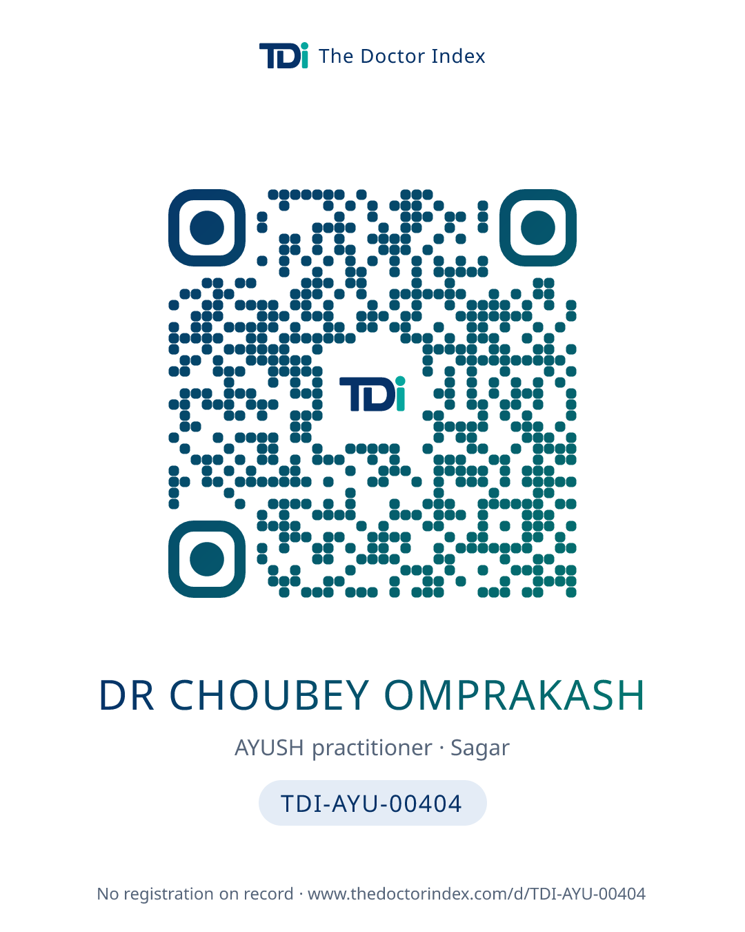 QR card for Dr Choubey Omprakash, TDI-AYU-00404