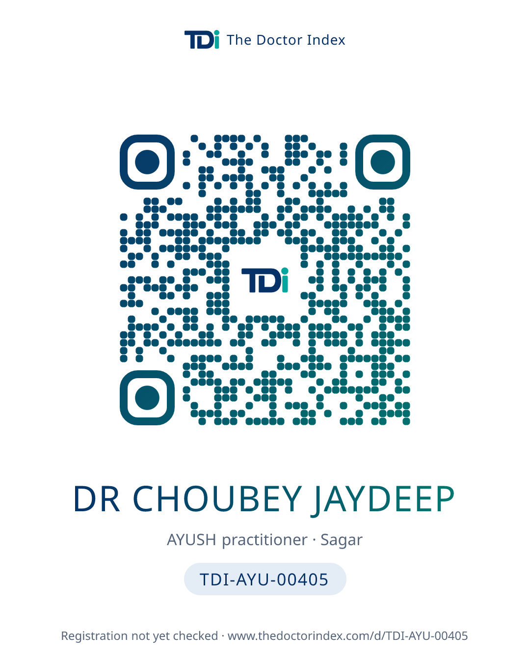 QR card for Dr Choubey Jaydeep, TDI-AYU-00405