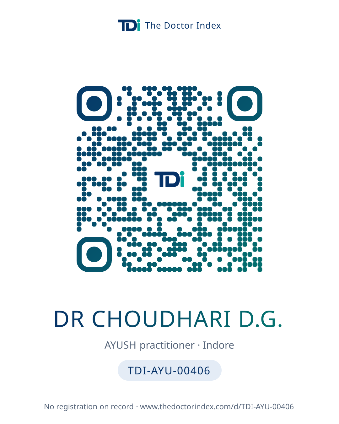 QR card for Dr Choudhari D.G., TDI-AYU-00406