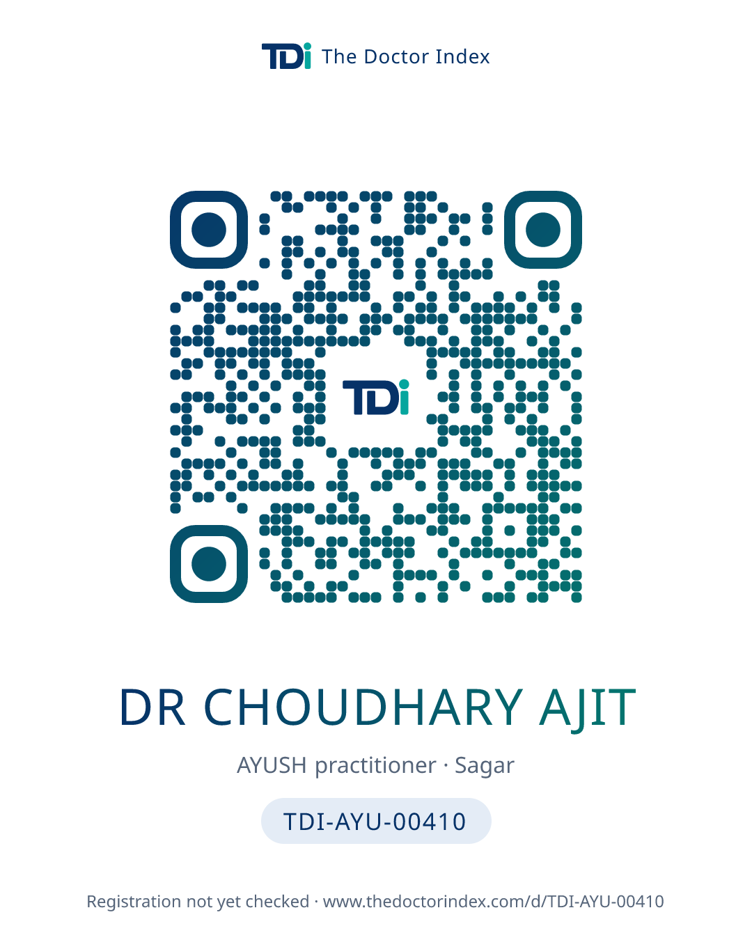 QR card for Dr Choudhary Ajit, TDI-AYU-00410