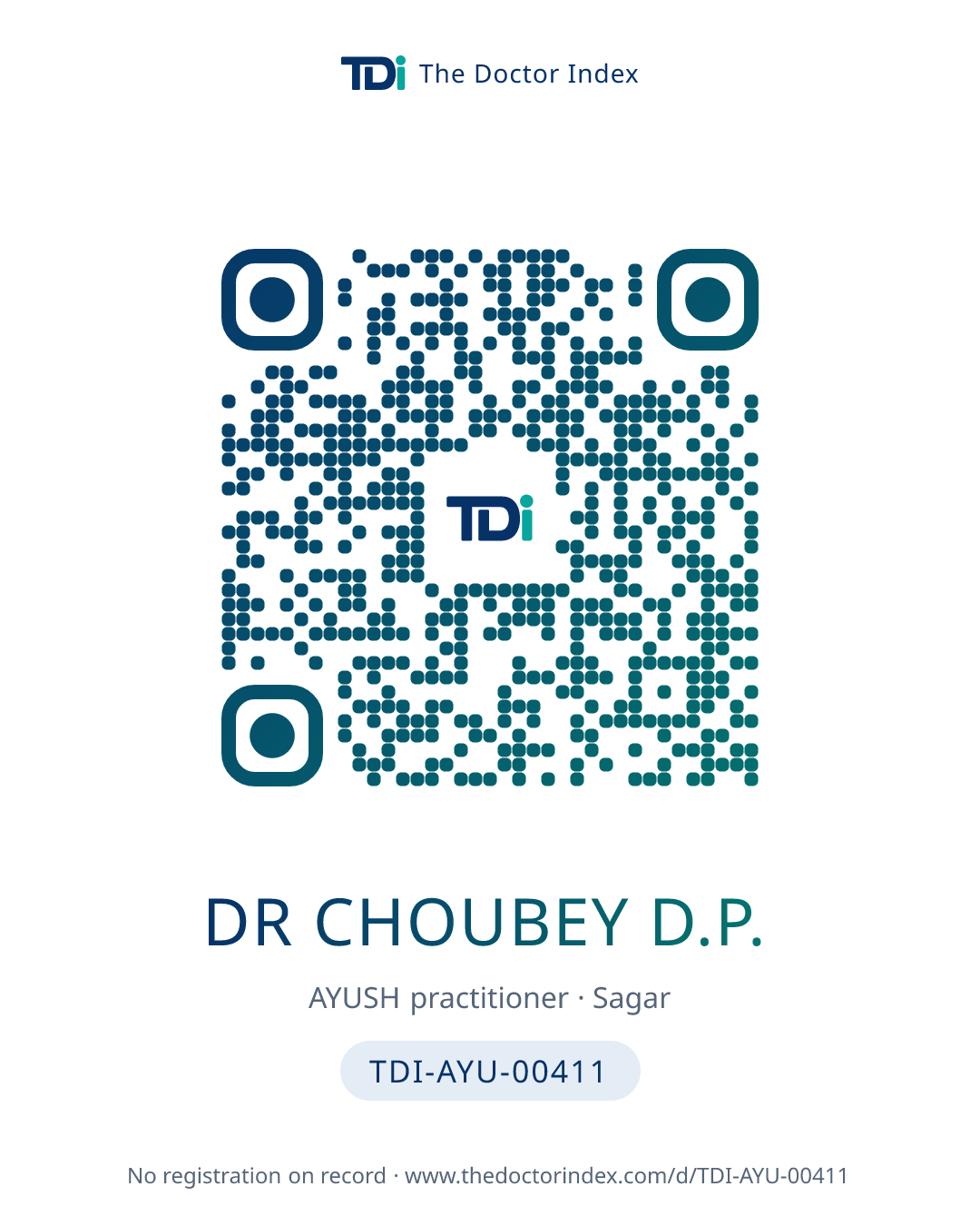 QR card for Dr Choubey D.P., TDI-AYU-00411