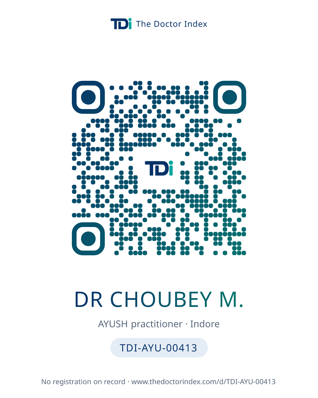 QR card for Dr Choubey M., TDI-AYU-00413