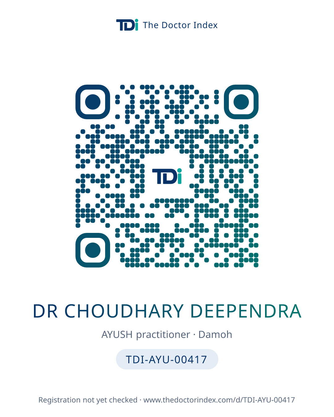 QR card for Dr Choudhary Deependra, TDI-AYU-00417