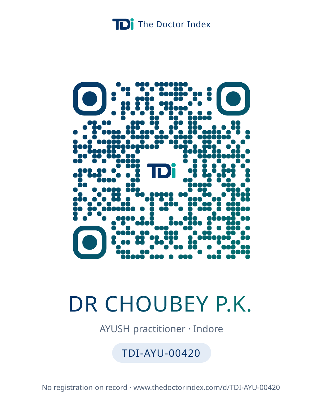 QR card for Dr Choubey P.K., TDI-AYU-00420