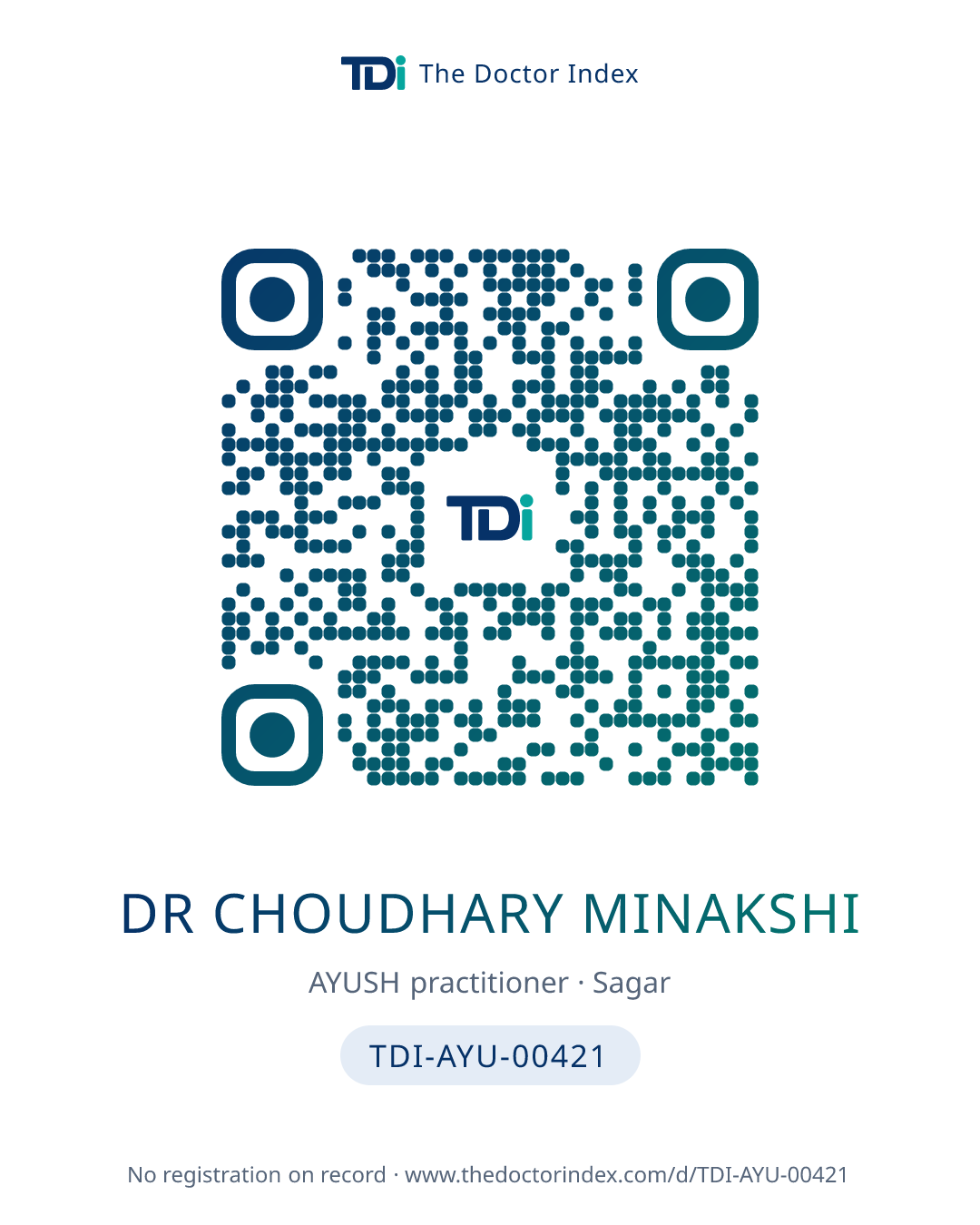 QR card for Dr Choudhary Minakshi, TDI-AYU-00421