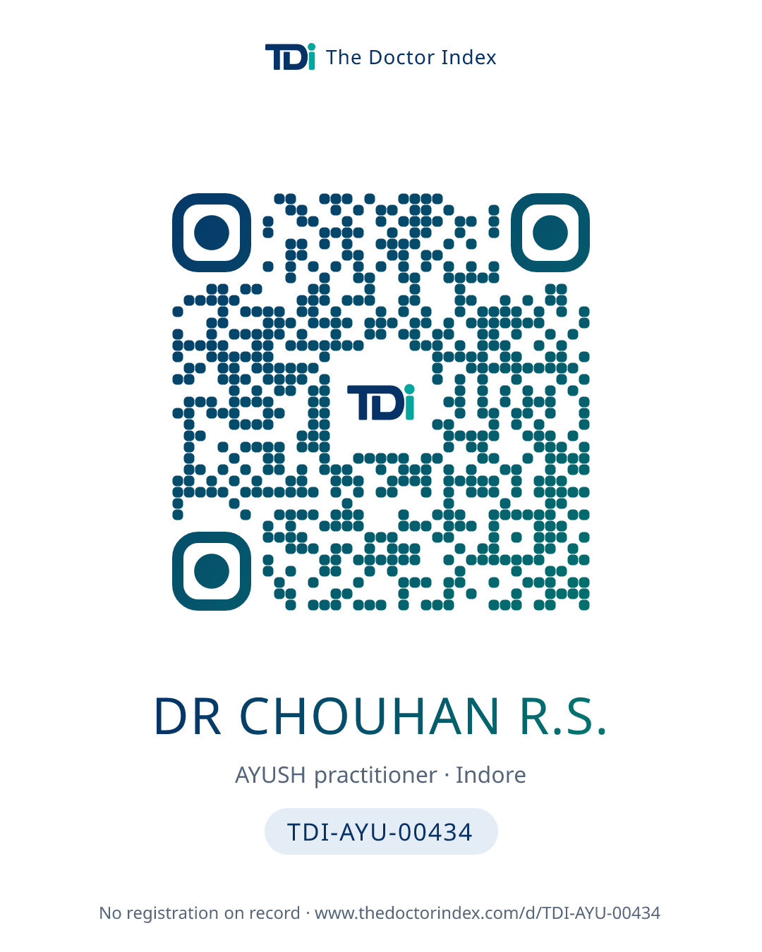 QR card for Dr Chouhan R.S., TDI-AYU-00434