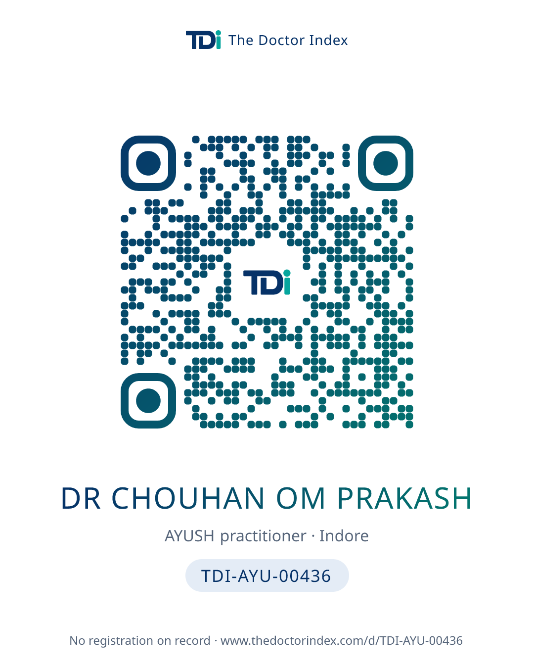 QR card for Dr Chouhan Om Prakash, TDI-AYU-00436