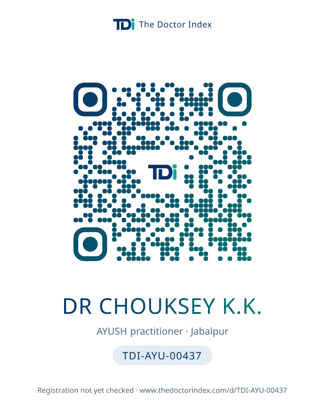 QR card for Dr Chouksey K.K., TDI-AYU-00437