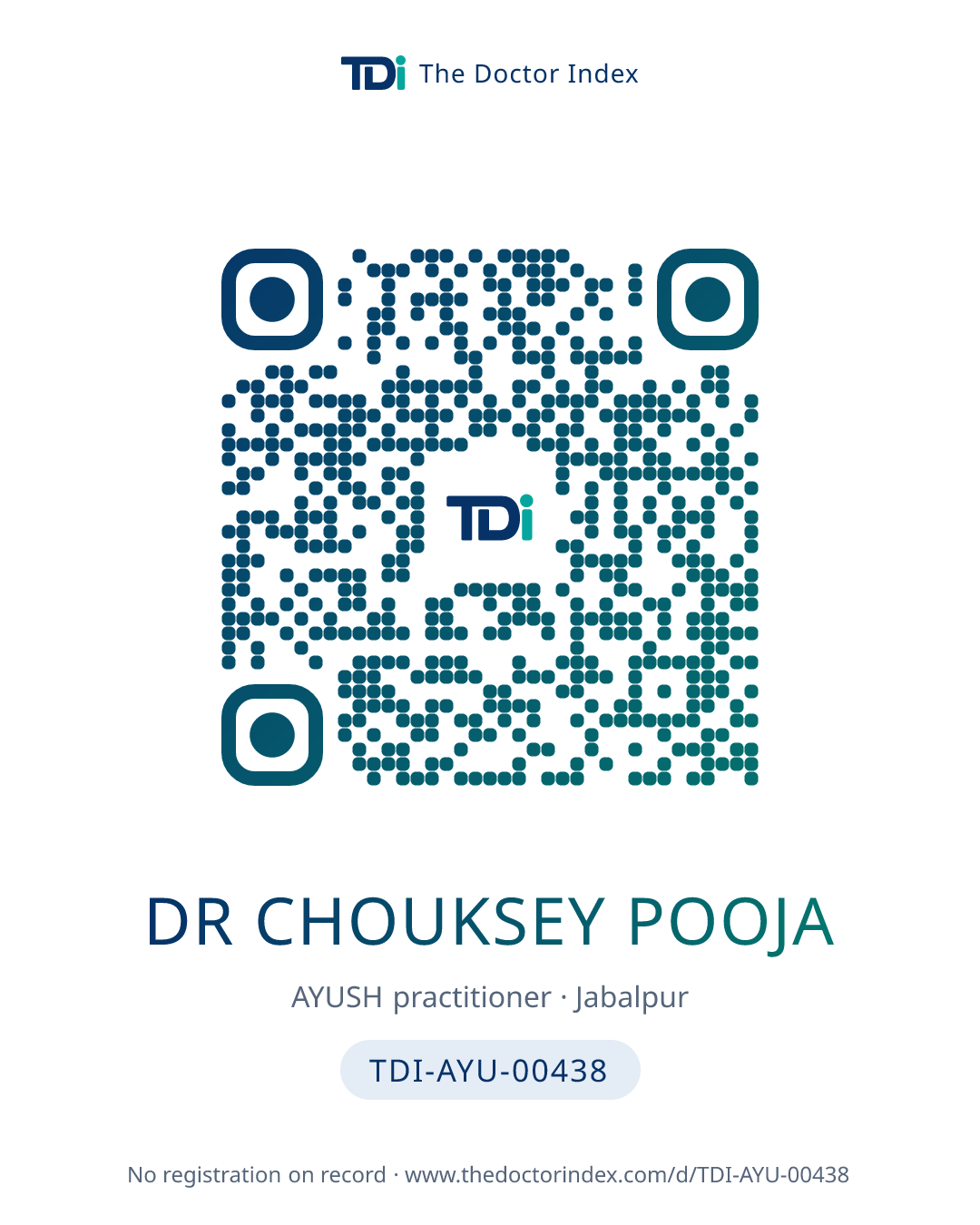 QR card for Dr Chouksey Pooja, TDI-AYU-00438