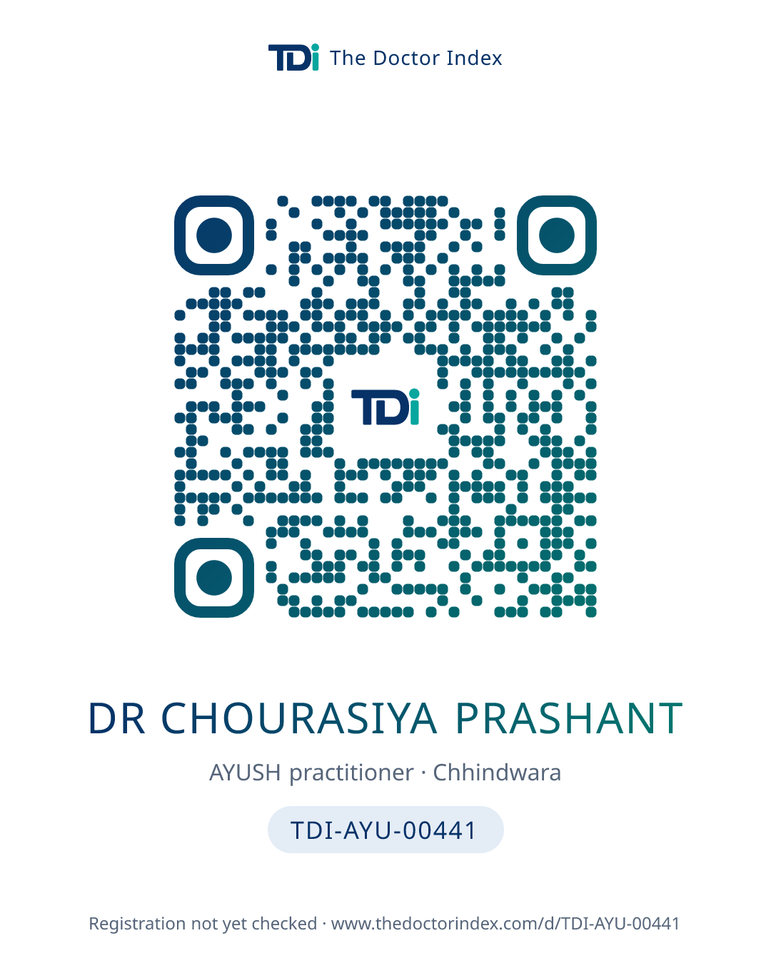 QR card for Dr Chourasiya Prashant, TDI-AYU-00441