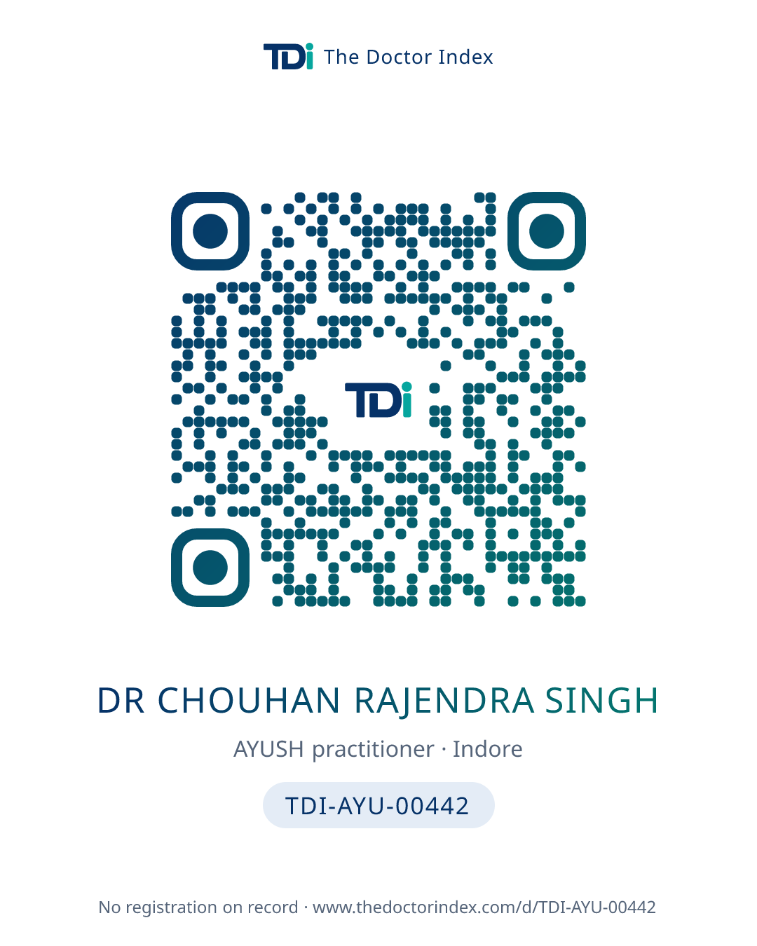 QR card for Dr Chouhan Rajendra Singh, TDI-AYU-00442