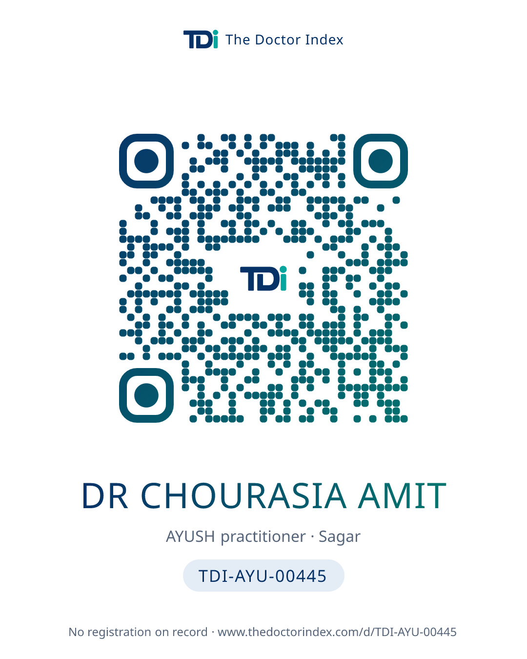 QR card for Dr Chourasia Amit, TDI-AYU-00445