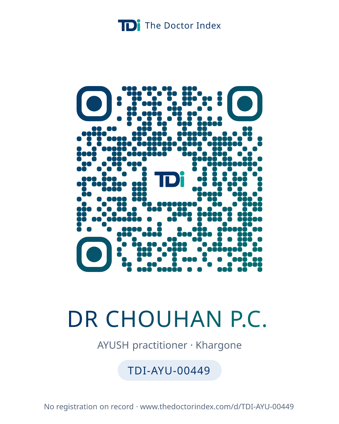 QR card for Dr Chouhan P.C., TDI-AYU-00449