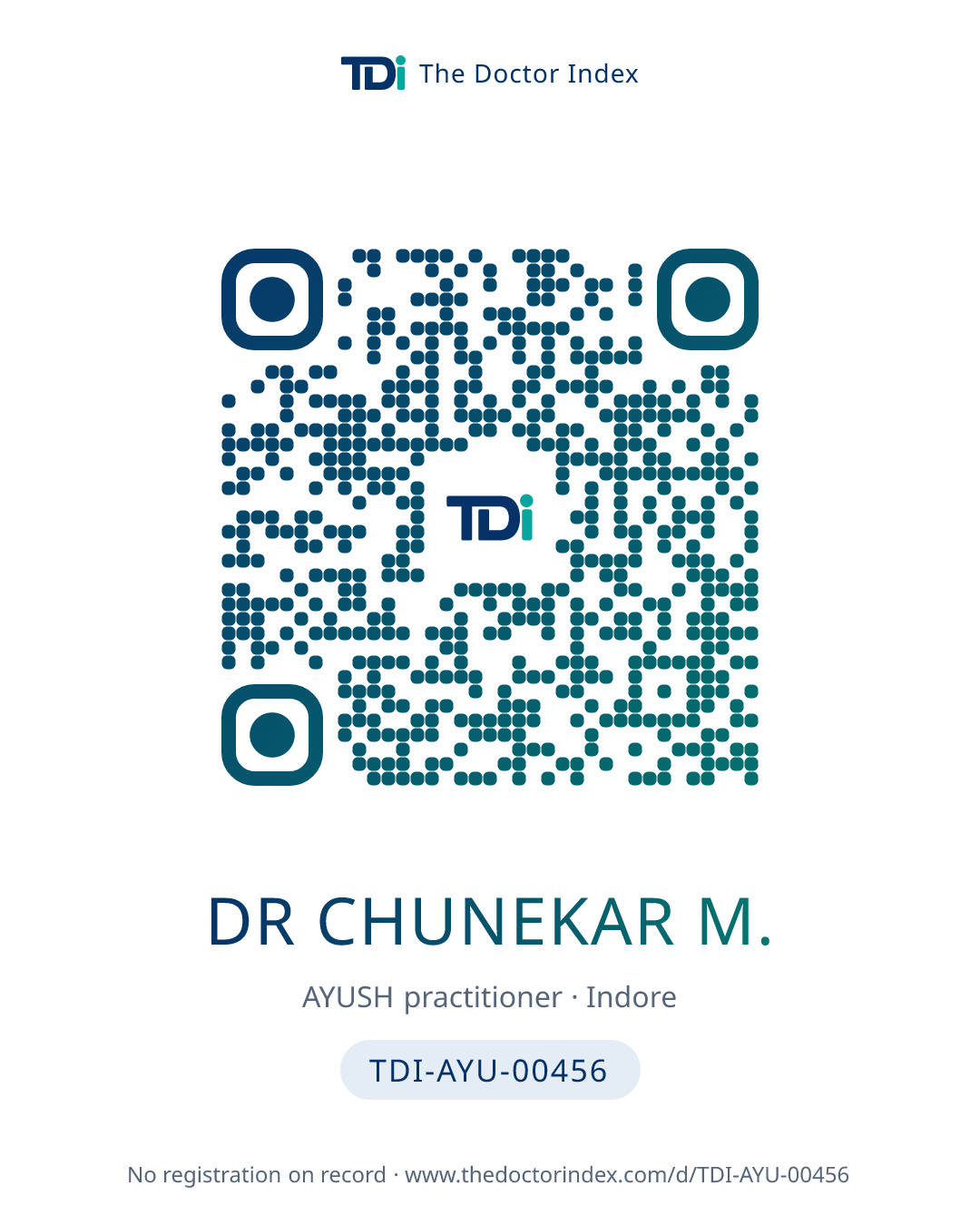 QR card for Dr Chunekar M., TDI-AYU-00456