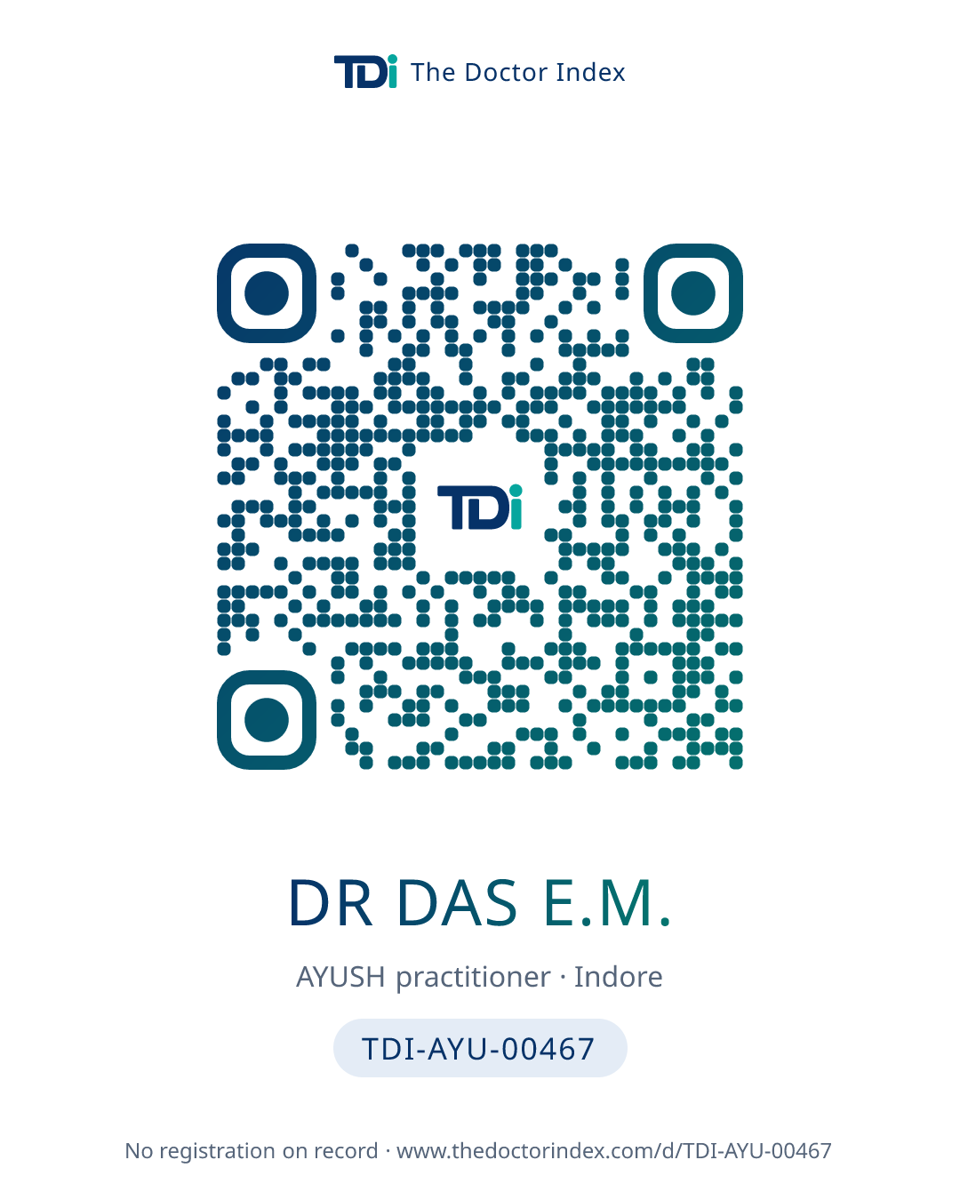 QR card for Dr Das E.M., TDI-AYU-00467