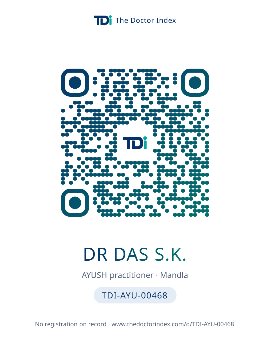QR card for Dr Das S.K., TDI-AYU-00468