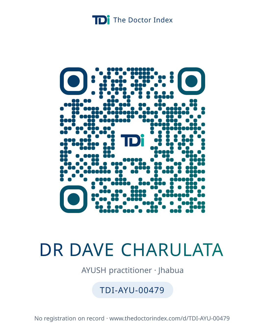QR card for Dr Dave Charulata, TDI-AYU-00479