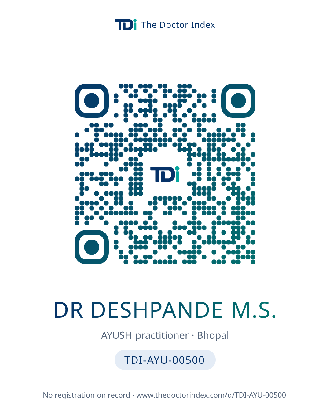 QR card for Dr Deshpande M.S., TDI-AYU-00500