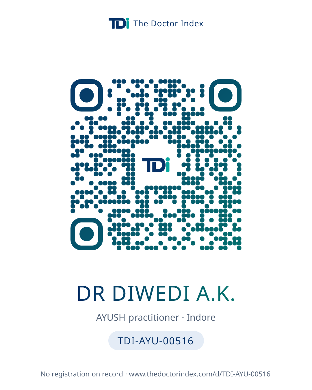 QR card for Dr Diwedi A.K., TDI-AYU-00516