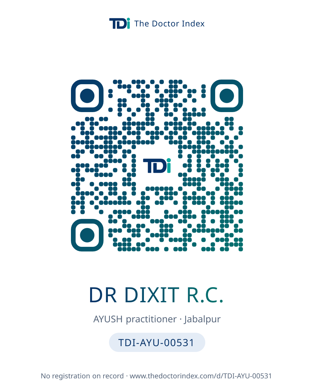 QR card for Dr Dixit R.C., TDI-AYU-00531