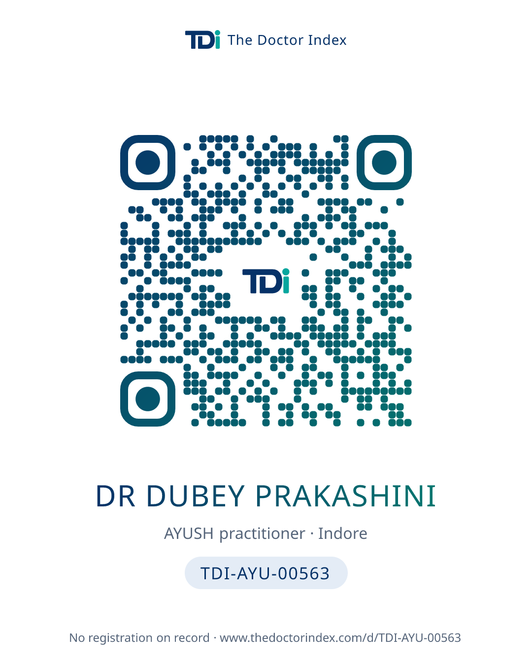 QR card for Dr Dubey Prakashini, TDI-AYU-00563