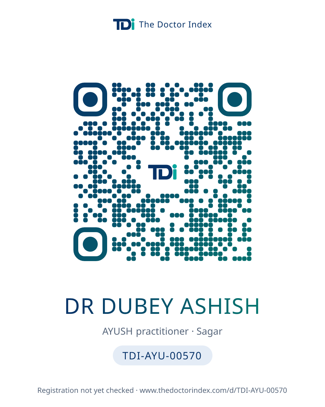 QR card for Dr Dubey Ashish, TDI-AYU-00570