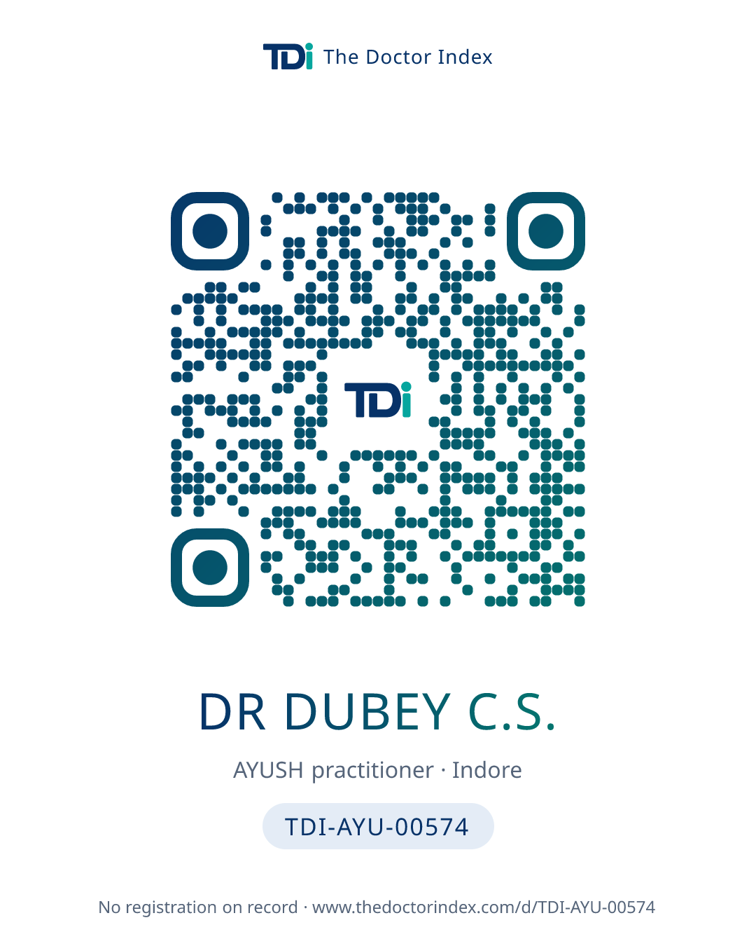 QR card for Dr Dubey C.S., TDI-AYU-00574