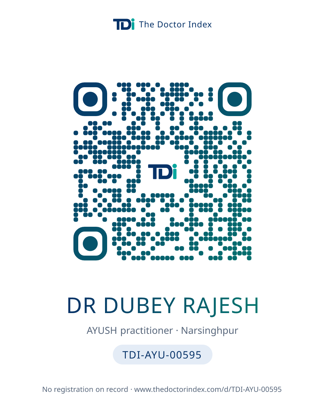 QR card for Dr Dubey Rajesh, TDI-AYU-00595