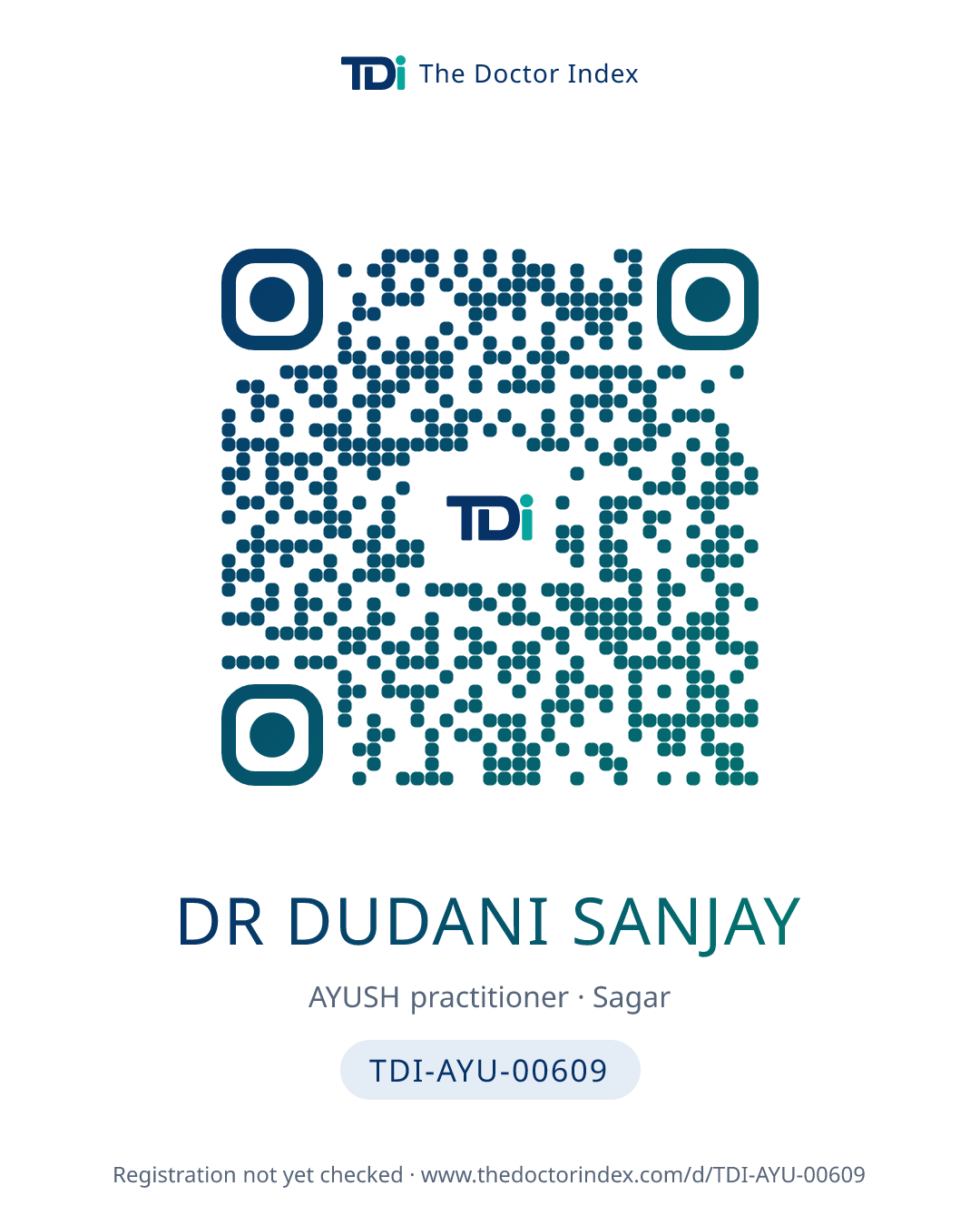 QR card for Dr Dudani Sanjay, TDI-AYU-00609