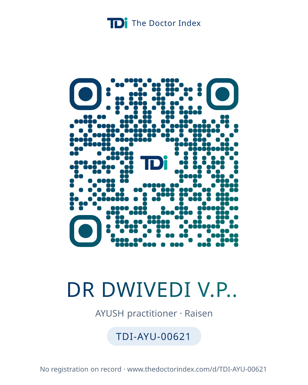 QR card for Dr Dwivedi V.P.., TDI-AYU-00621