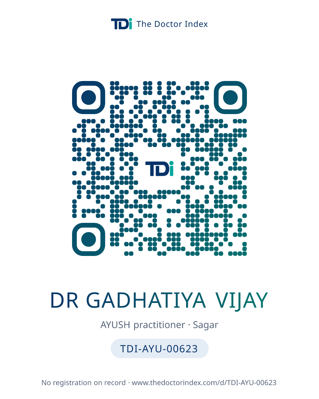 QR card for Dr Gadhatiya Vijay, TDI-AYU-00623