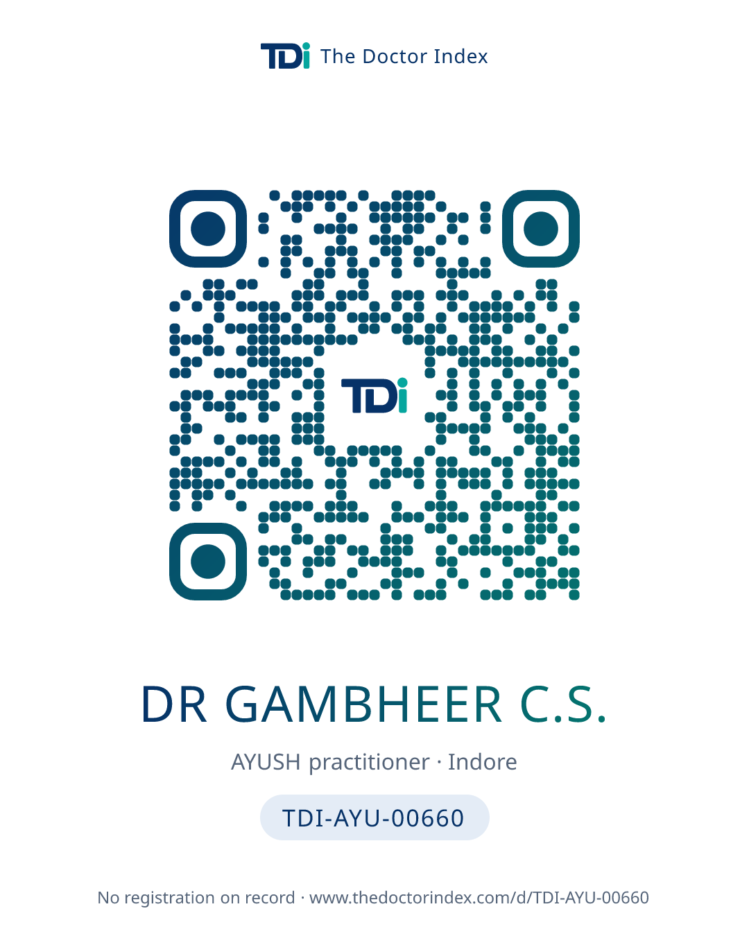 QR card for Dr Gambheer C.S., TDI-AYU-00660